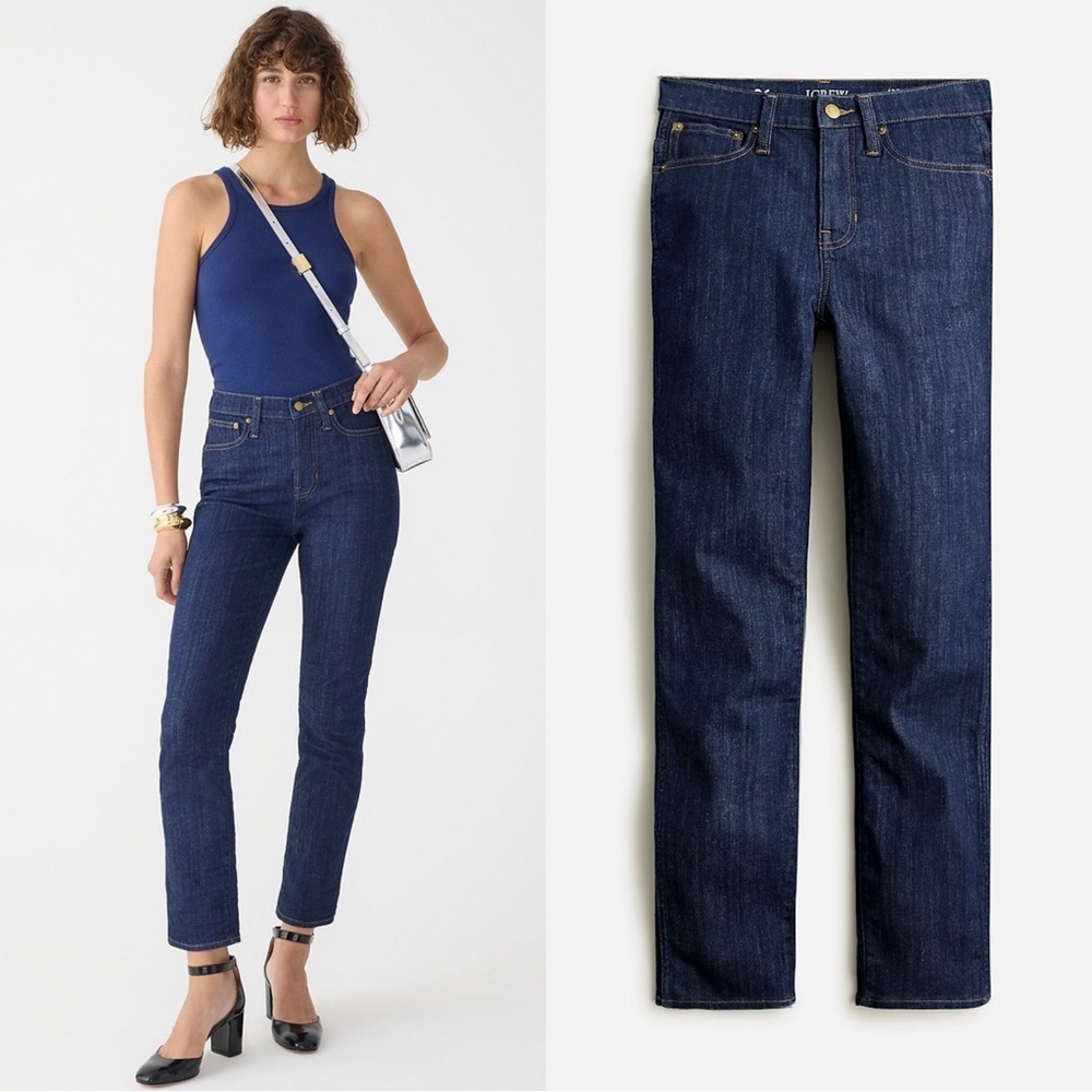 J Crew • 10" Vintage Slim-Straight Jean in Rinse wash dark indigo ankle cropped